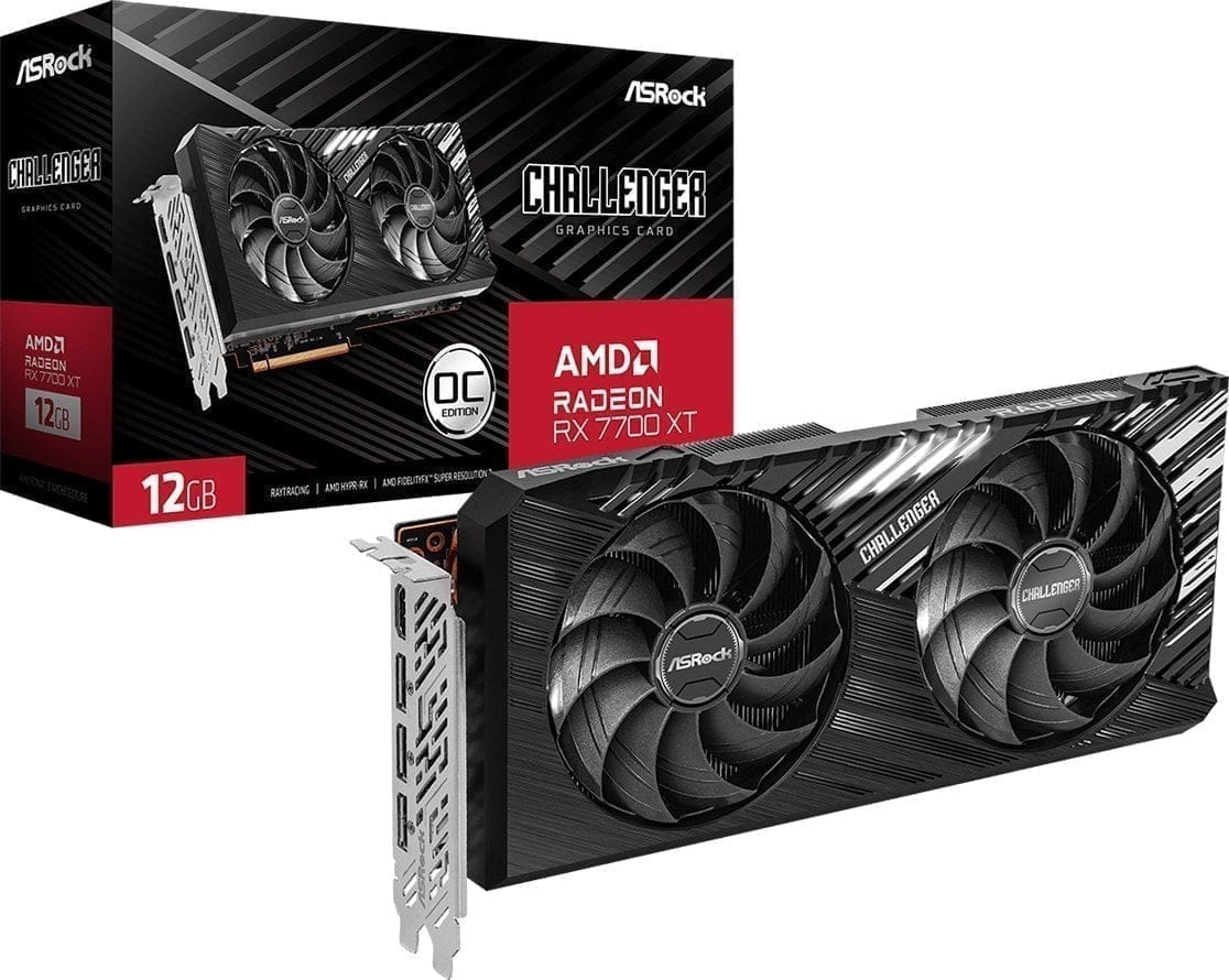 Asrock Radeon RX 7700 XT Challenger OC 12GB GDDR6 Karta graficzna ASRock Radeon RX 7700 XT Challenger OC 12GB GDDR6 RX7700XT CL 12GO