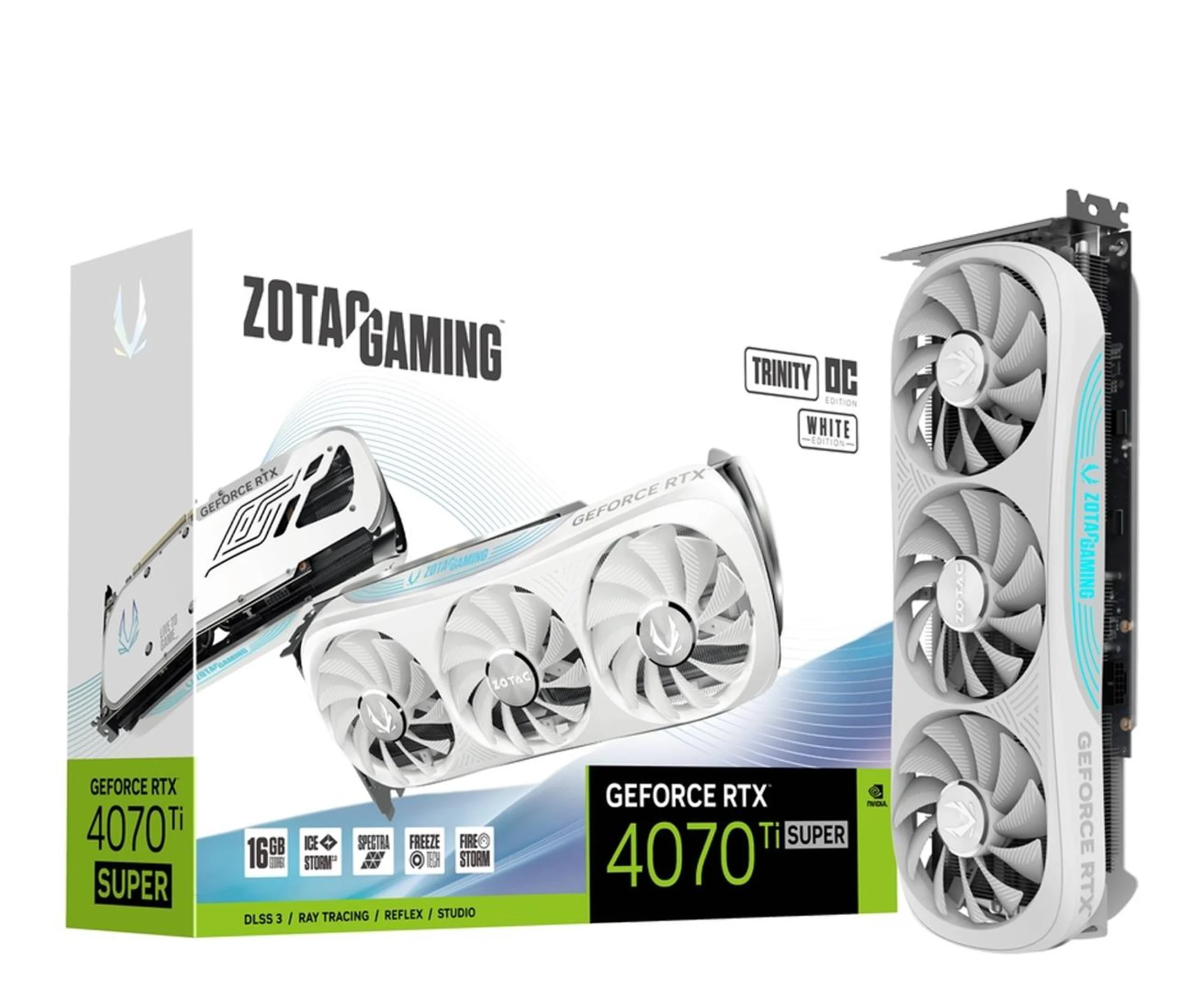 Zotac GeForce RTX 4070 Ti SUPER Trinity OC White Edition 16GB GDDRZotac GeForce RTX 4070 Ti SUPER Trinity OC White Edition 16GB GDDR [Produkt archiwalny] Zotac GeForce RTX 4070 Ti SUPER Trinity OC White Edition 16GB GDDR
