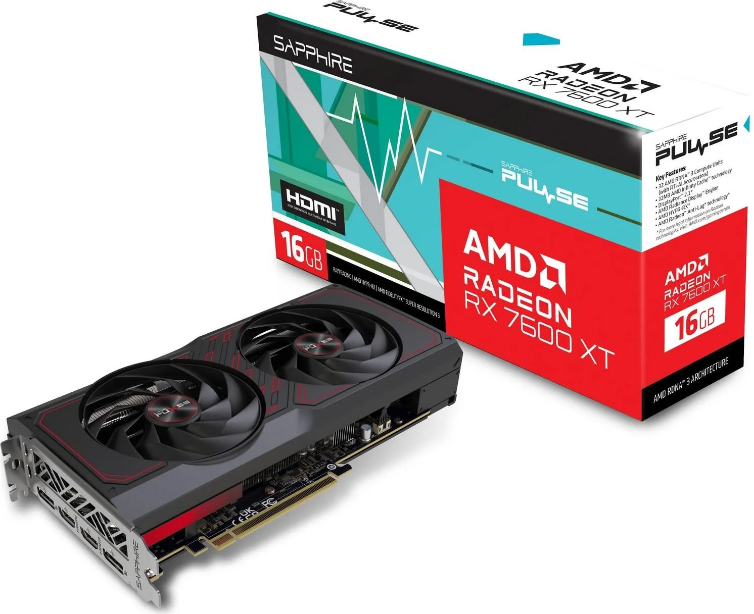 Sapphire Radeon RX 7600 XT Pulse 16GB GDDR6