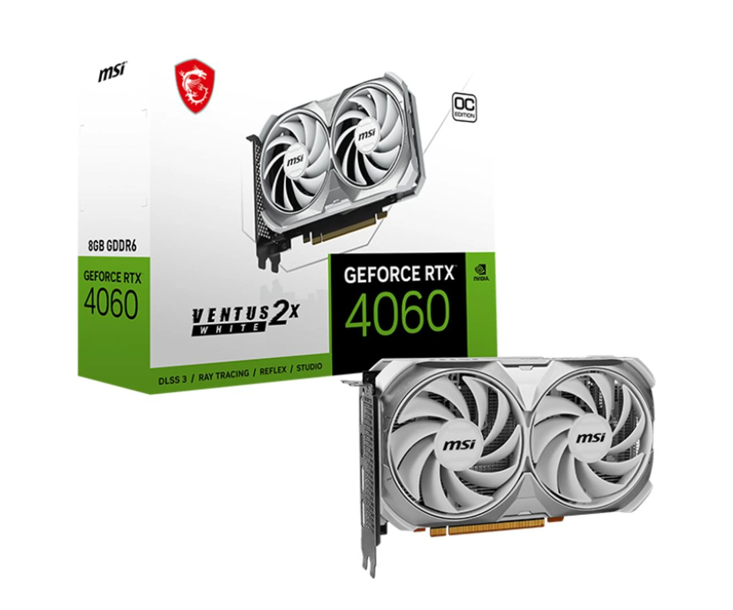 MSI GeForce RTX 4060 VENTUS 2X WHITE OC 8GB GDDR6MSI GeForce RTX 4060 VENTUS 2X WHITE OC 8GB GDDR6 [Produkt archiwalny] MSI GeForce RTX 4060 VENTUS 2X WHITE OC 8GB GDDR6